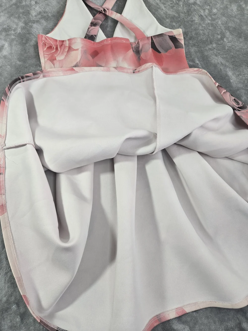 Charlotte Russe Pink and Gray Floral Crisscross Party Dress